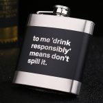 Black stainless steel metal hip flask