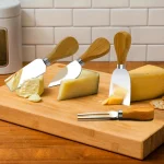 4-Piece Stainless Steel Cheese Knife Set with Wooden Handles