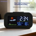 1Pcs Black Intelligent Weather Station Clock With Color Display
