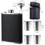 8oz Stainless Steel Hip Flask Gift Set with Cups, Funnel & Pen