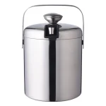Stainless Steel Insulated Double-Wall Ice Bucket Set with Tongs & Ice Strainer
