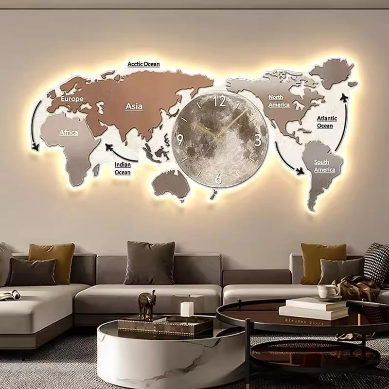 Sfd84aeec488e4350a62d8439d95c60b0A.webp World Map Glowing Wall Clock - Image 1