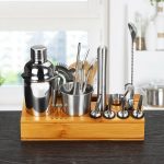 Cocktail Tool Set with Wooden Stand